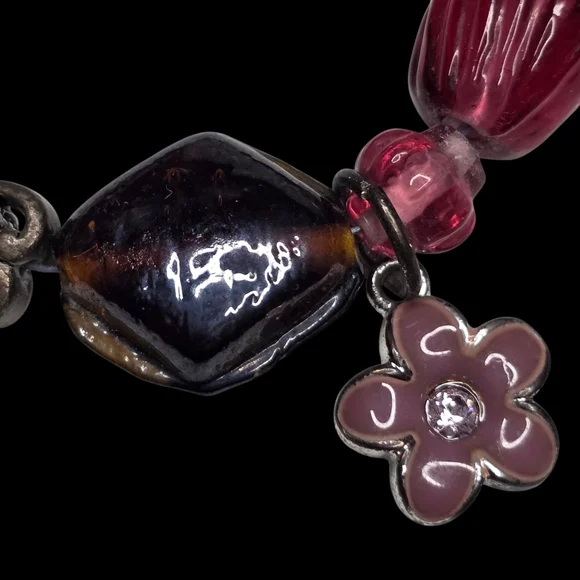 Vintage Artisan Hand Crafted Assorted Mixed Handmade Art Glass Beaded Bracelet - Picture 5 of 9